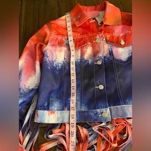 Azalea Wang like new red white and blue tassel jacket